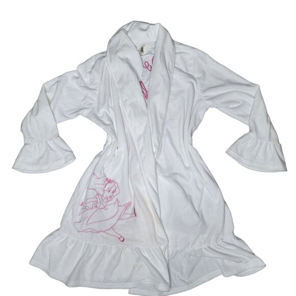 Disney Alice In Wonderland White Robe Embroidered Pink Detail Ruffled Sleeve M - Picture 1 of 5